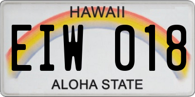 HI license plate EIW018