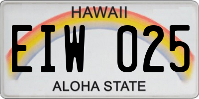 HI license plate EIW025