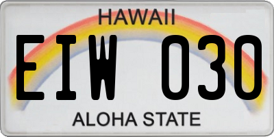 HI license plate EIW030