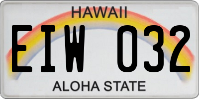HI license plate EIW032