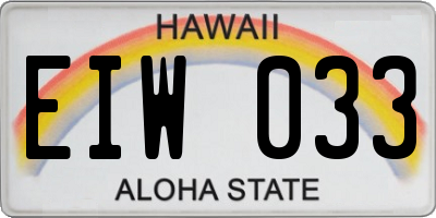 HI license plate EIW033