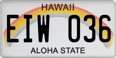 HI license plate EIW036