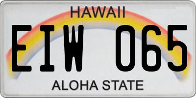 HI license plate EIW065