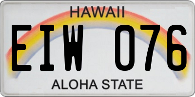 HI license plate EIW076