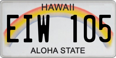 HI license plate EIW105