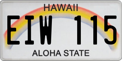 HI license plate EIW115