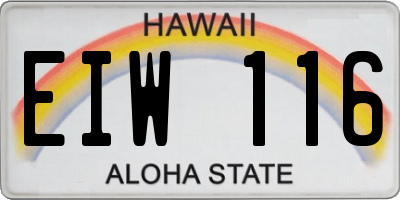 HI license plate EIW116