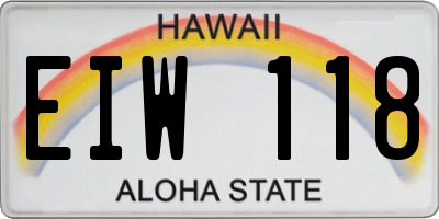HI license plate EIW118