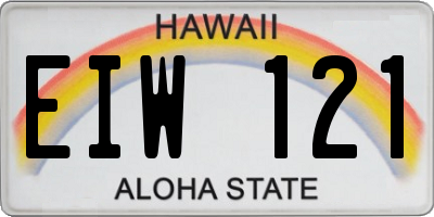 HI license plate EIW121