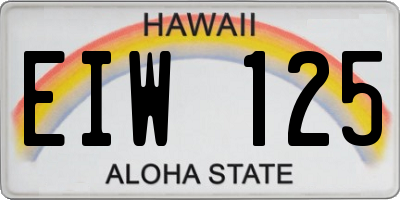 HI license plate EIW125