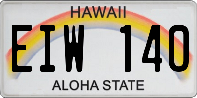 HI license plate EIW140