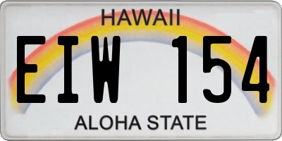HI license plate EIW154