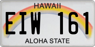 HI license plate EIW161