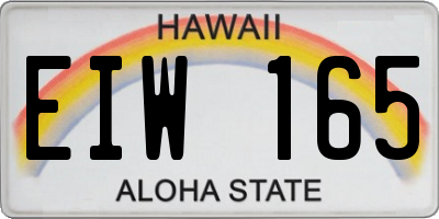 HI license plate EIW165