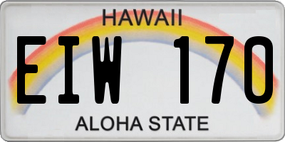 HI license plate EIW170