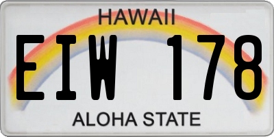 HI license plate EIW178