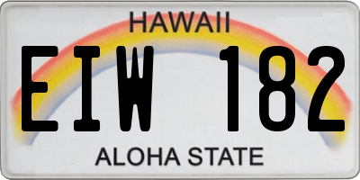 HI license plate EIW182