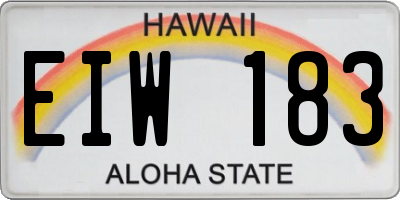 HI license plate EIW183