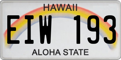 HI license plate EIW193