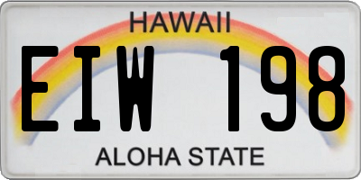 HI license plate EIW198