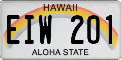 HI license plate EIW201