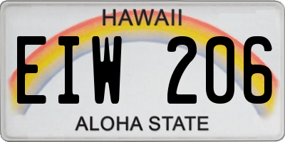 HI license plate EIW206