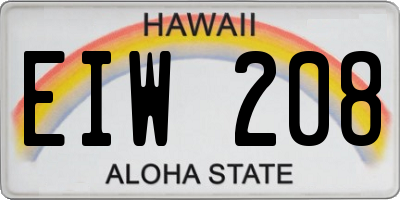 HI license plate EIW208