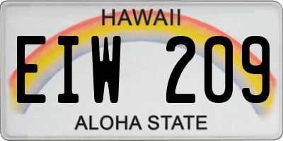 HI license plate EIW209