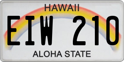 HI license plate EIW210