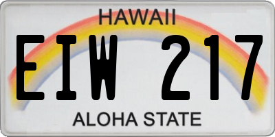 HI license plate EIW217