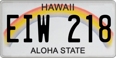 HI license plate EIW218