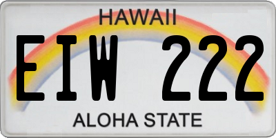 HI license plate EIW222