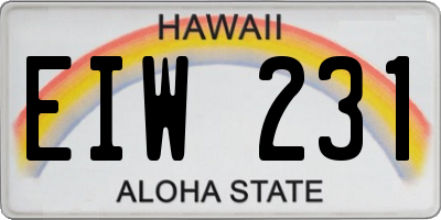 HI license plate EIW231