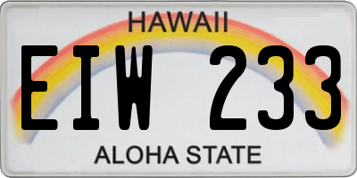 HI license plate EIW233