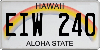 HI license plate EIW240