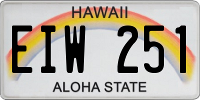 HI license plate EIW251