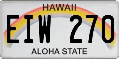 HI license plate EIW270