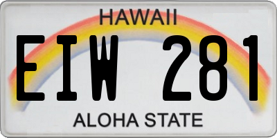 HI license plate EIW281
