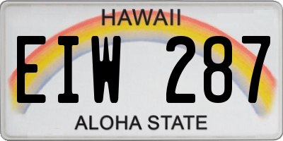 HI license plate EIW287