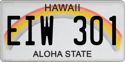 HI license plate EIW301