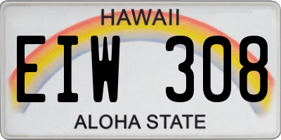 HI license plate EIW308