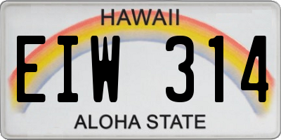 HI license plate EIW314