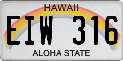 HI license plate EIW316