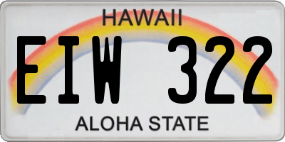 HI license plate EIW322