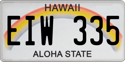 HI license plate EIW335