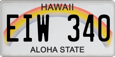 HI license plate EIW340