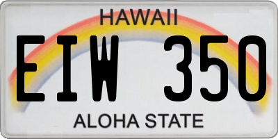 HI license plate EIW350