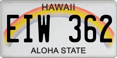 HI license plate EIW362