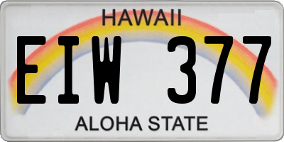 HI license plate EIW377