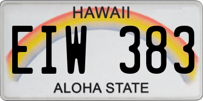 HI license plate EIW383